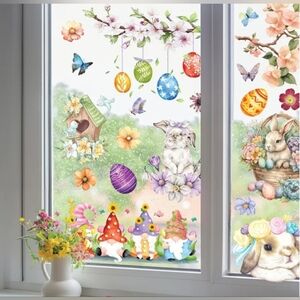 🍎Nwt 46 Window Clings Reusable Peel Stick Spring Summer Butterflies Gnome Bunny